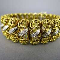 Prächtiges massives 750/- Gold Damen Armband mit zahlreichen Brillanten Italien