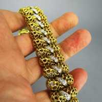 Precious massive 18 k gold cuff braceet with many diamonds from Italy