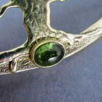 Große Brosche in Silber mit Mondstein Weltenbaum Yggdrasil Handarbeit keltisch