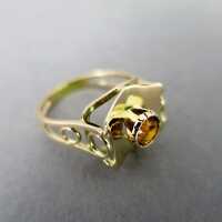 Unique handmade ladys ring in gold with deep yellow...