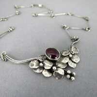 Antikes Arts & Crafts Jugendstil Collier in Silber mit rosa Turmalin Cabochon