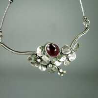 Antique Arts &  Crafts collier necklace in sterling silver with pink tourmaline 