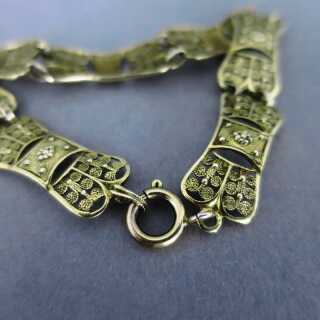 Antikes Damen Glieder Armband in Filigrantechnik aus vergoldetem Silber