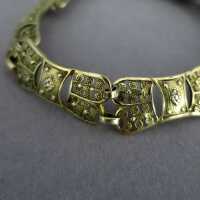 Antique ladys link bracelet from filigree silver gold plated and open worked