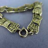 Antique ladys link bracelet from filigree silver gold plated and open worked
