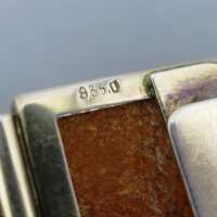 Prächtiges Armband in Silber mit sehr großen rechteckigen Bernstein-Cabochons