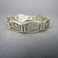 Silver Art Deco open worked link bracelet with floral...