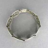 Silver Art Deco open worked link bracelet with floral...