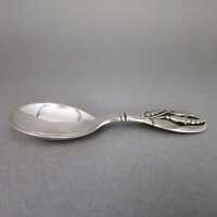 Rich decorated serving spoon in silver Denmark Horsens Solvvarefabrik 1940