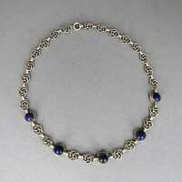 Art Deco collier necklace in 835 silver with knots and blue sodalite cabochons