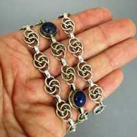 Art Deco collier necklace in 835 silver with knots and blue sodalite cabochons