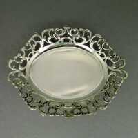 Antique tray with open worked rim in 800 silver...