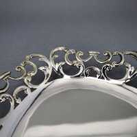 Antique tray with open worked rim in 800 silver Schleissner Hanau Germany