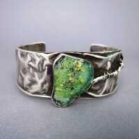 Abstract sterling silver bangle with ancient roman glass...
