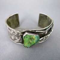 Abstract sterling silver bangle with ancient roman glass...