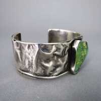 Abstract sterling silver bangle with ancient roman glass by Avi Soffer Israel