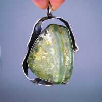 Big sterling silver pendant with ancient roman glass by Avi Soffer Israel