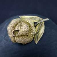 Prächtige Art Deco Theodor Fahrner filigrane Rose Brosche in Silber und Gold