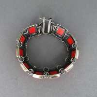 Elegant ladys link bracelet in sterling silver and coral...