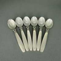 Art Deco set with 6 mocha spoons in sterling silver by...