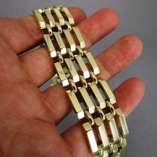 Massives breites Damen Backstein Armband in 14 k Gold 