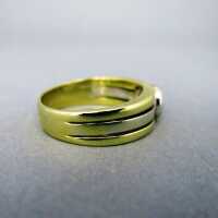 Eleganter 750/- Gelbgold Weißgold Damen Band Ring mit einem großen Brillanten