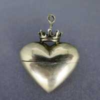 Antique heart shaped pendant pill box with crown Austria...