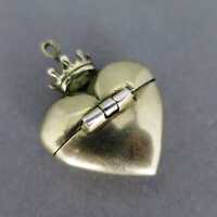 Antique heart shaped pendant pill box with crown Austria Salzburg 1930