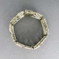 Heavy open worked filigree Art Deco silver link bracelet...