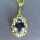 Late Art Deco pendant with aquamarine and chain in gold Germany 30s 40s