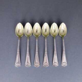 Beautiful set of 6 Art Deco mocha spoons in silver and gold Germany about 1920