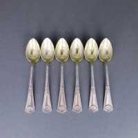 Beautiful set of 6 Art Deco mocha spoons in silver and...