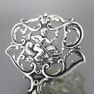 Antique Jugendstil cake tongue in silver with sea god and dolphin Bruckmann