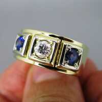 Great massive gold band mens ring with huge diamond and...