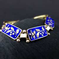 Vintage bracelet in silver and blue enamel handmade