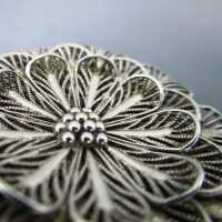 Große florale durchbrochene Damen Brosche von WMF Serie Ikora in 835 Silber