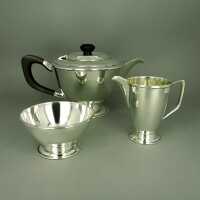 Elegant tea set in sterling silver and ebony Art Deco...