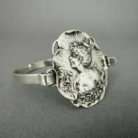 German Jugendstil silver bangle with oval medallion with...