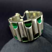 Massives Modernist Silber Armband mit Malachit Mexico Tuka Antonio Pineda Stil