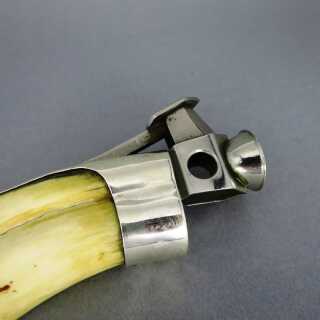 Cigarillo cutter in sterling silver with a natural boar tusk from Germany