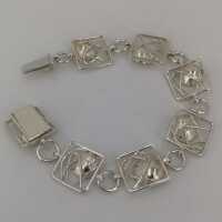 Unique modernist Bauhaus link bracelet in silver open worked design hallmarked