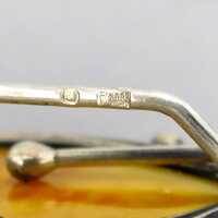 Huge butterscotch amber sterling silver brooch with abstract design handmade