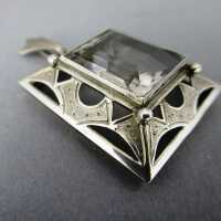 Gorgeous huge late Art Deco silver pendant with light violet spinel from Germany