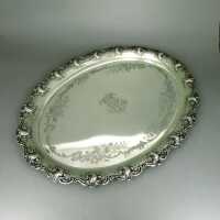Huge antique oval tray with relief decor Gustav Memmert...