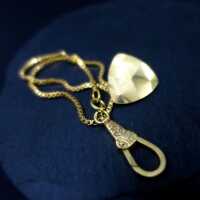Elegant gold pocket watch fob chain with box chain and decorative elements