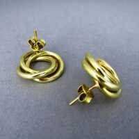 Beautiful elegant stud earrings for woman woven rings design in 14 k gold