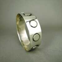 Modernist minimalist 800 silver bangle with silver slices...