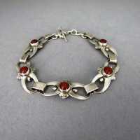 Unique Art Deco silver and amber designer link bracelet...