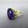 Sparkly ladys gold ring with huge deep violet amethyst and four diamonds