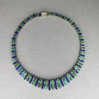 Gorgeous choker necklace in silver with malachite and lapis lazuli New Mexico